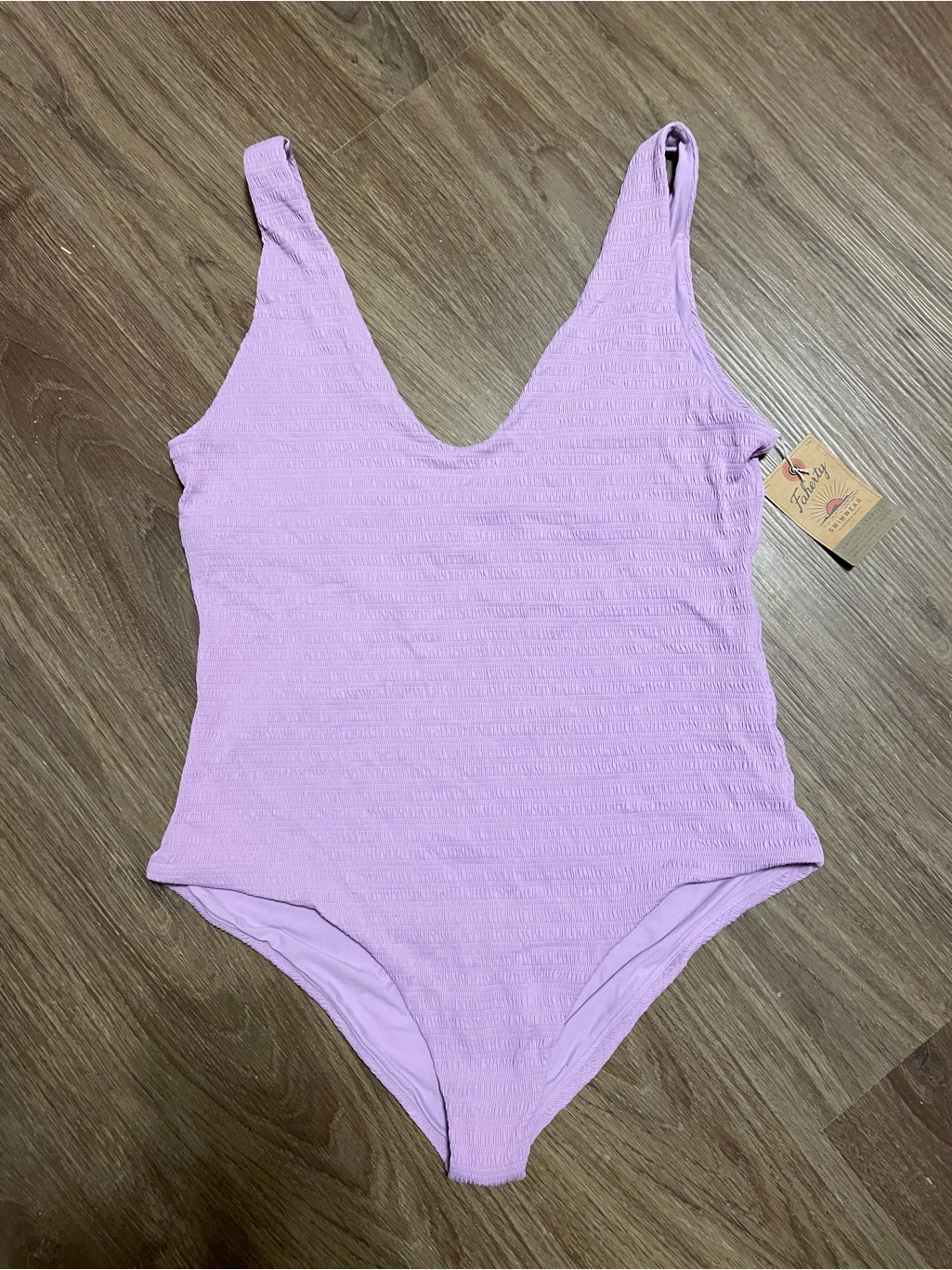 Faherty Lavender Purple Scoop-Back Textured One-Piece Swimsuit